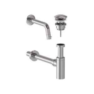 Combiset wandfonteinkraan, designplug en syphon - Chroom